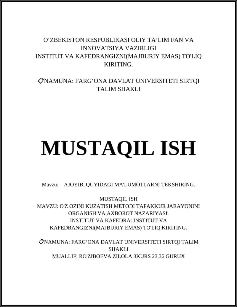 O'z-o'zini kuzatish metodi 1