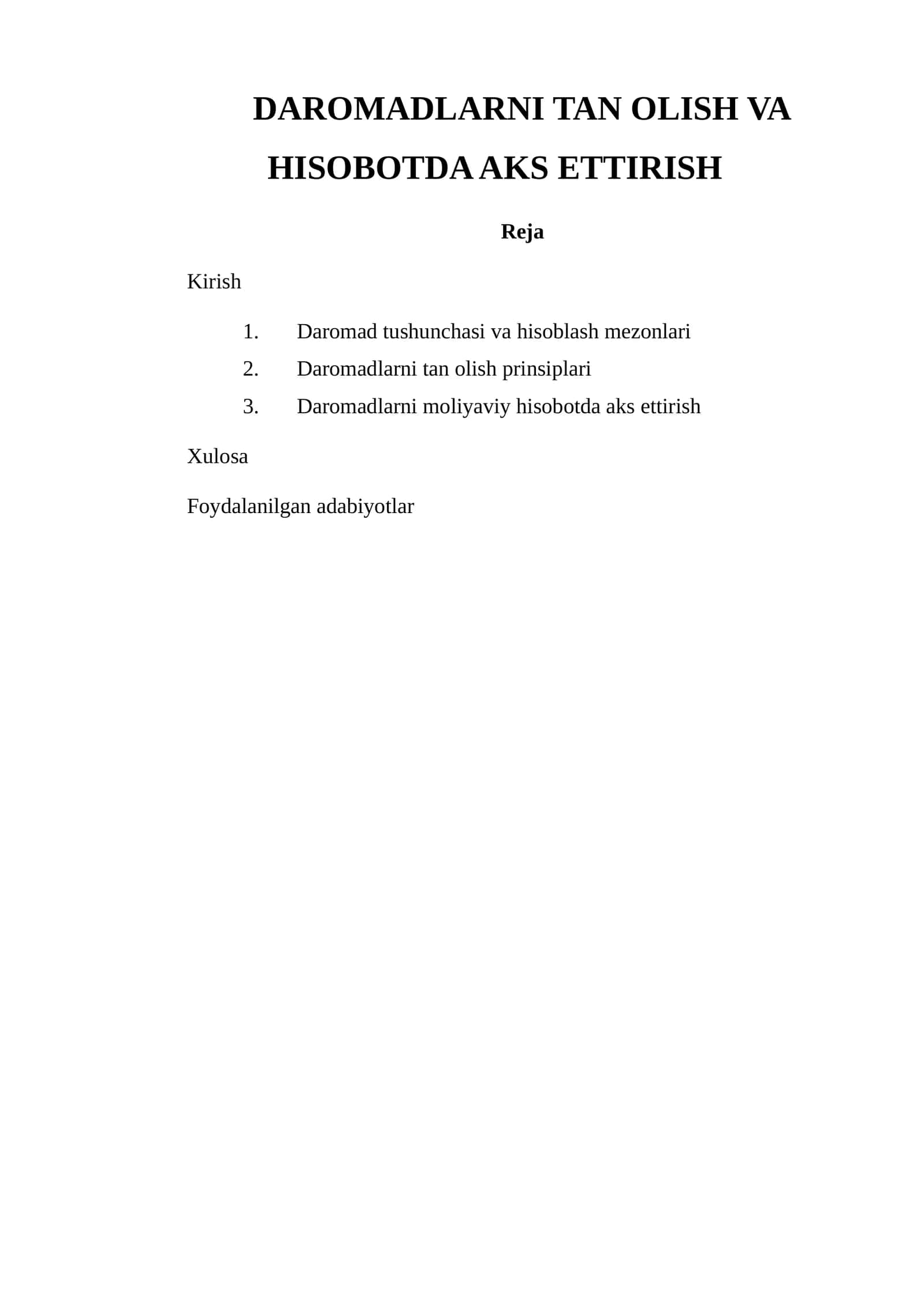 Daromadlarni tan olish va hisobotda aks ettirish 1