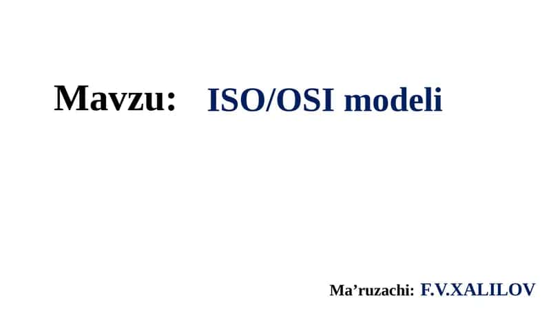 ISO/OSI modeli 1