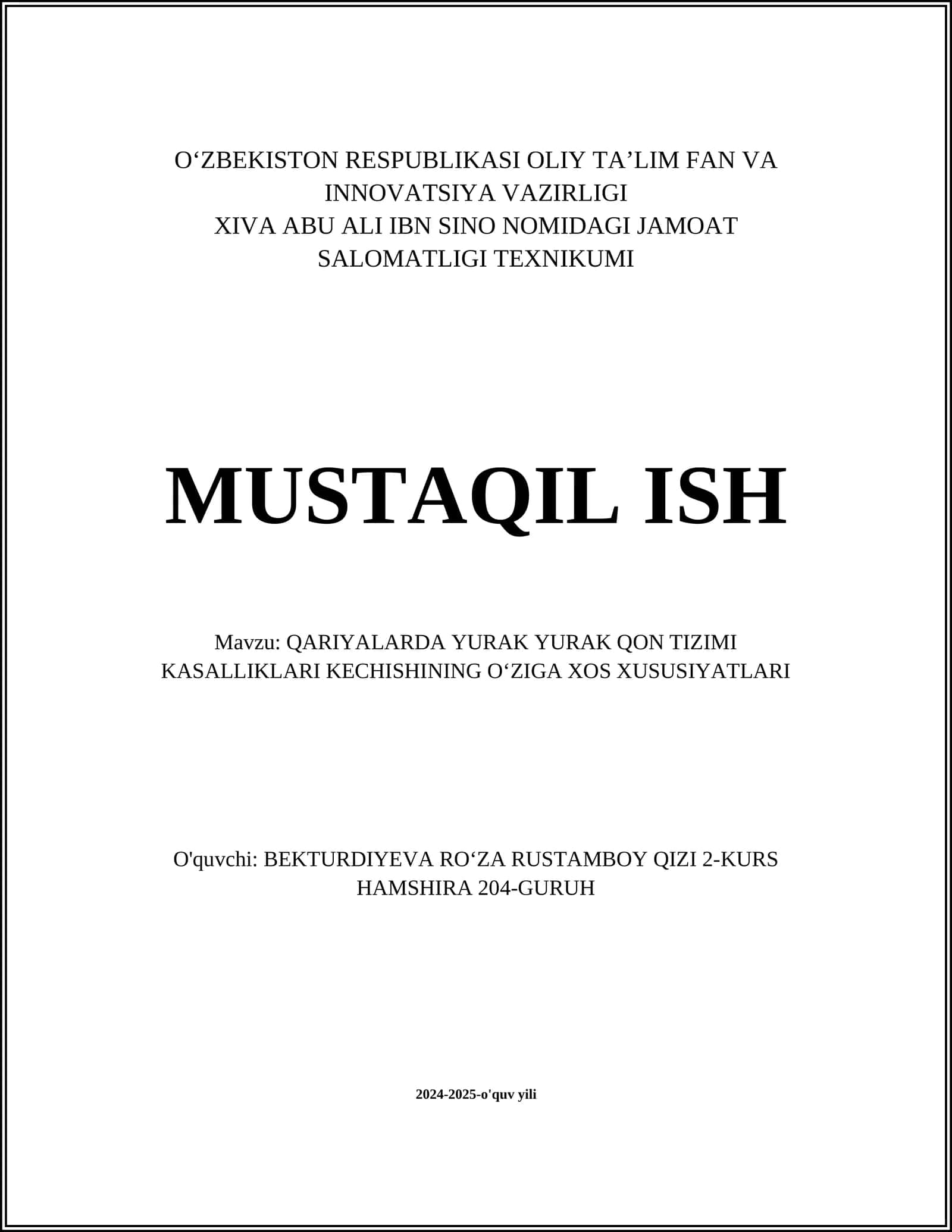 QARIYALARDA YURAK YURAK QON TIZIMI KASALLIKLARI KECHISHINING OʻZIGA XOS XUSUSIYATLARI 1