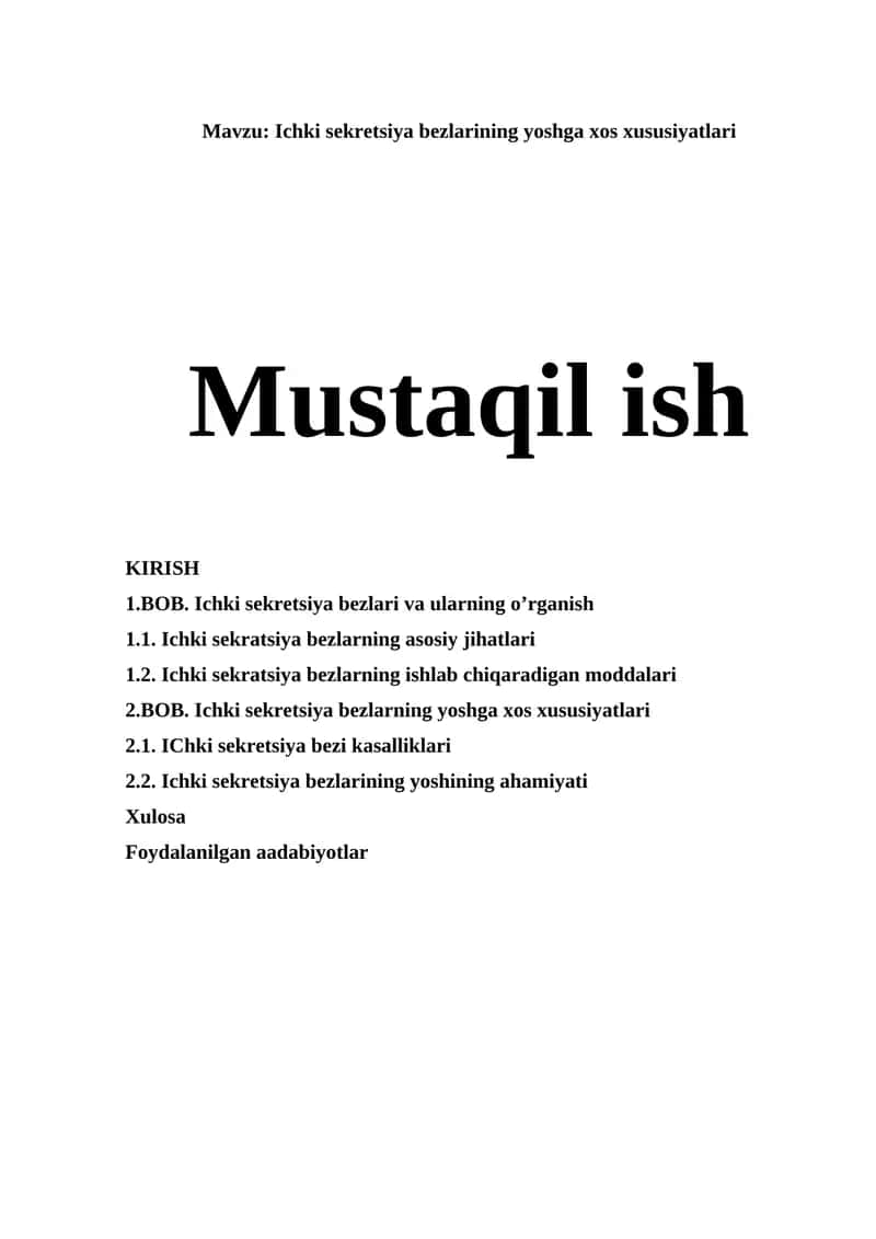 Ichki sekretsiya bezlarining yoshga xos xususiyatlari 1