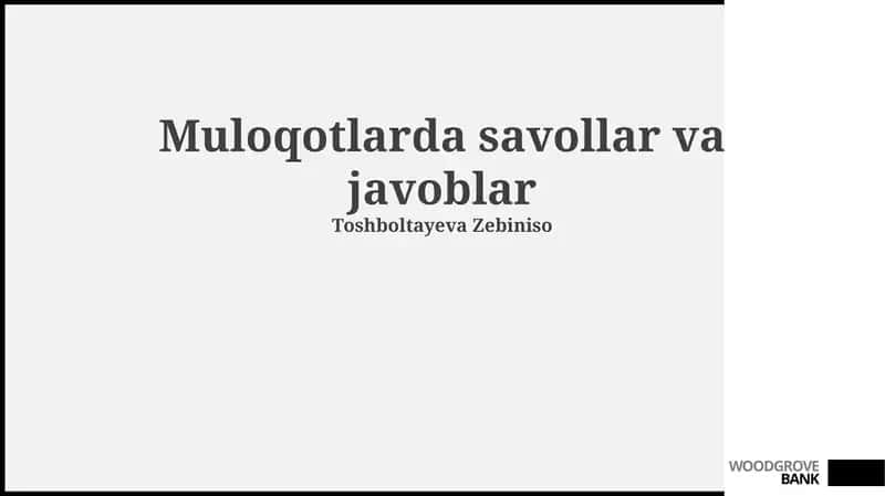 Muloqotlarda savollar va javoblar 1