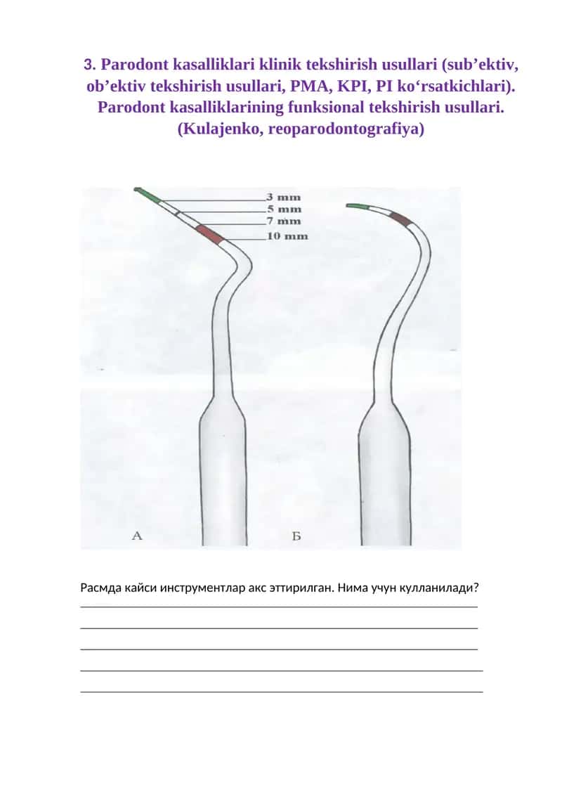 Parodont kasalliklari klinik tekshirish usullari 1