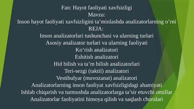 Inson hayot faoliyati xavfsizligini ta’minlash 1