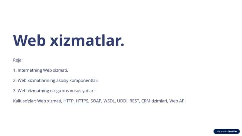 Web xizmatlar 1