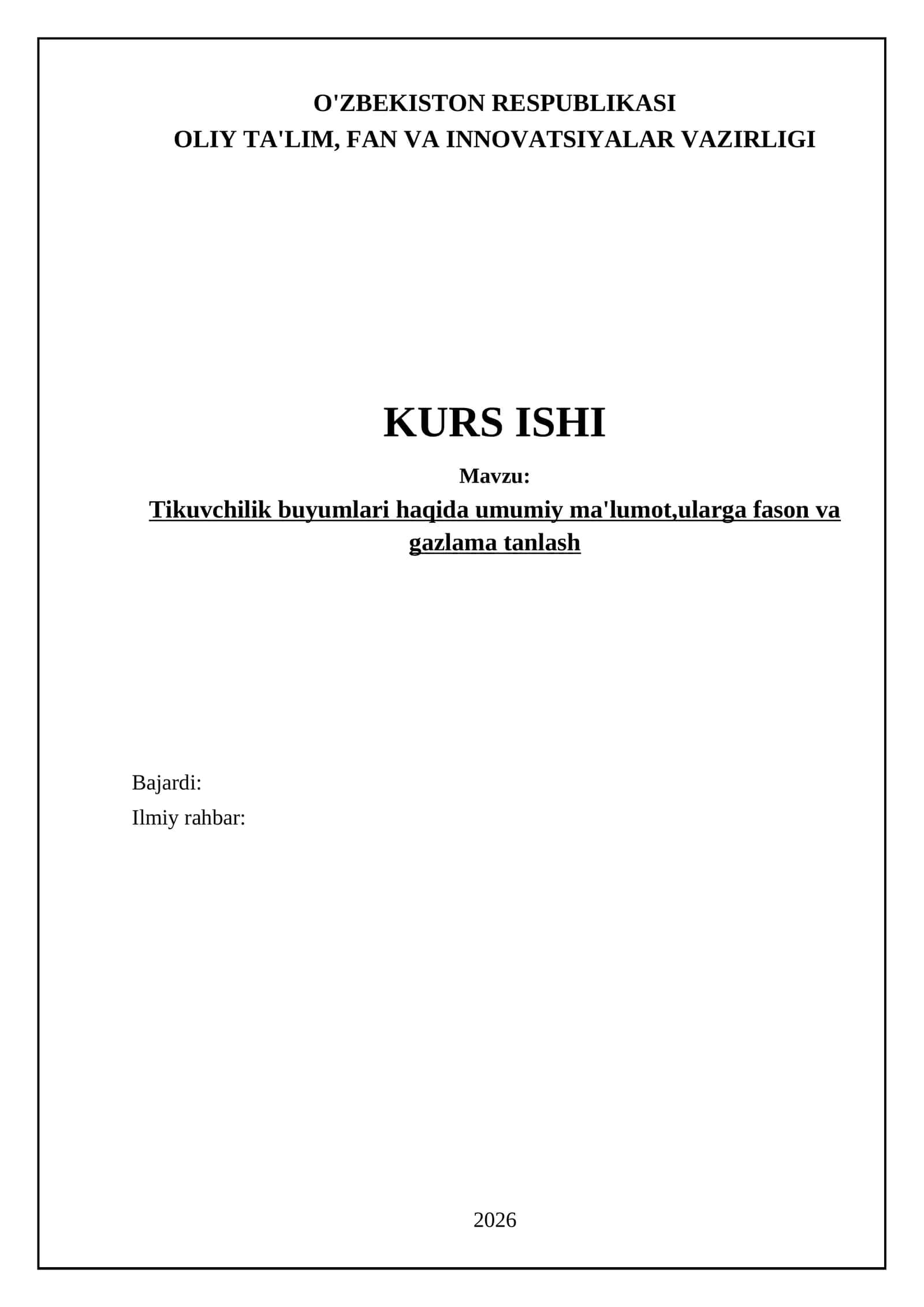 Tikuvchilik buyumlari haqida umumiy ma'lumot,ularga fason va gazlama tanlash 1