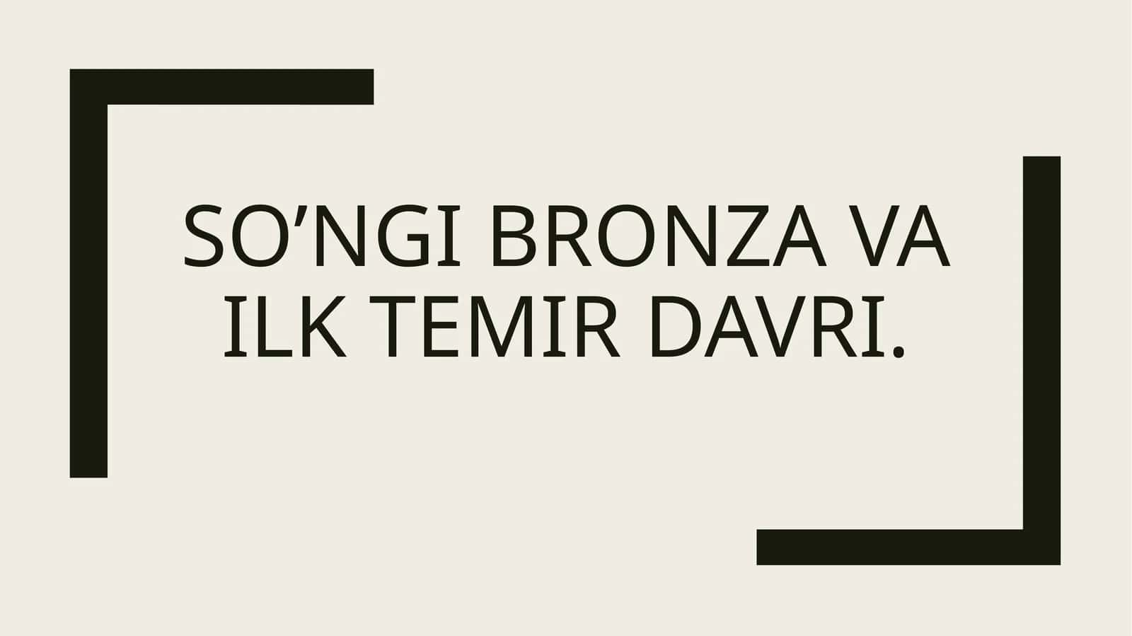 So’ngi bronza va ilk temir davri 1