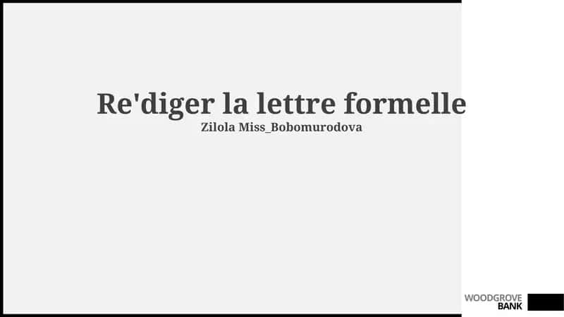 Re'diger la lettre formelle 1