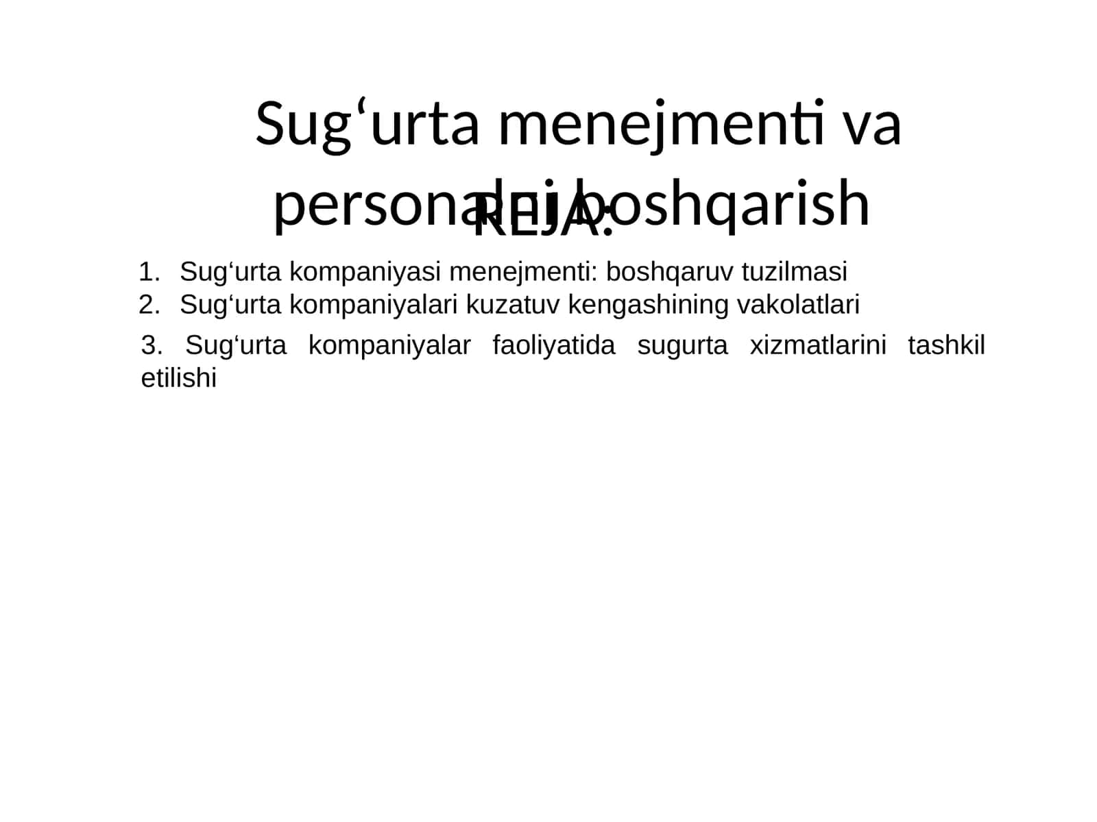 Sug‘urta menejmenti va personalni boshqarish 1