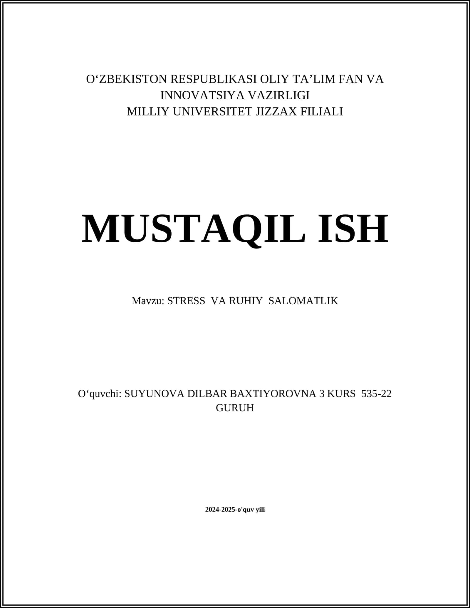 STRESS VA RUHIY SALOMATLIK 1