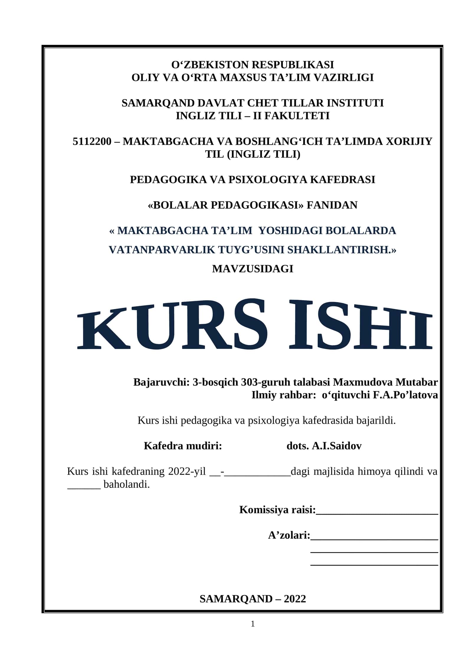MAKTABGACHA TA’LIM YOSHIDAGI BOLALARDA VATANPARVARLIK TUYG’USINI SHAKLLANTIRISH 1