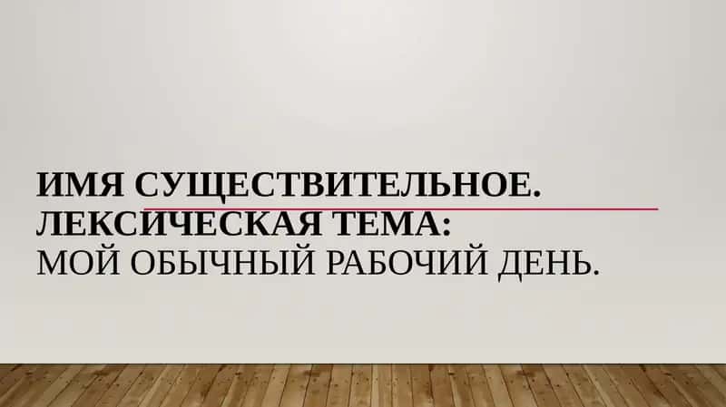 Имя существительное. Лексическая тема Мой обычный рабочий день. 1