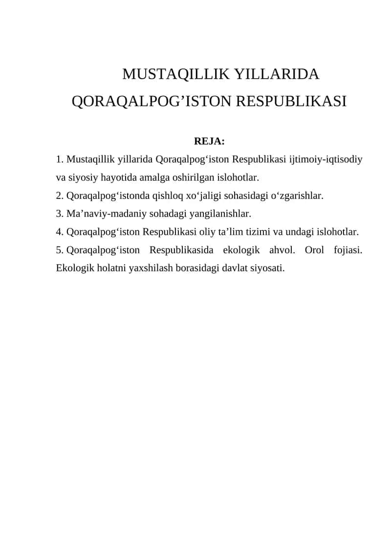 MUSTAQILLIK YILLARIDA QORAQALPOG’ISTON RESPUBLIKASI. 1