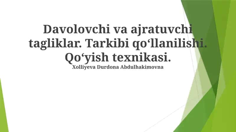 Davolovchi va ajratuvchi tagliklar 1