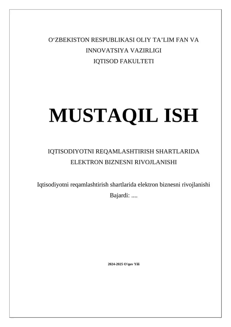 Elektron Biznes Rivojlanishi 1