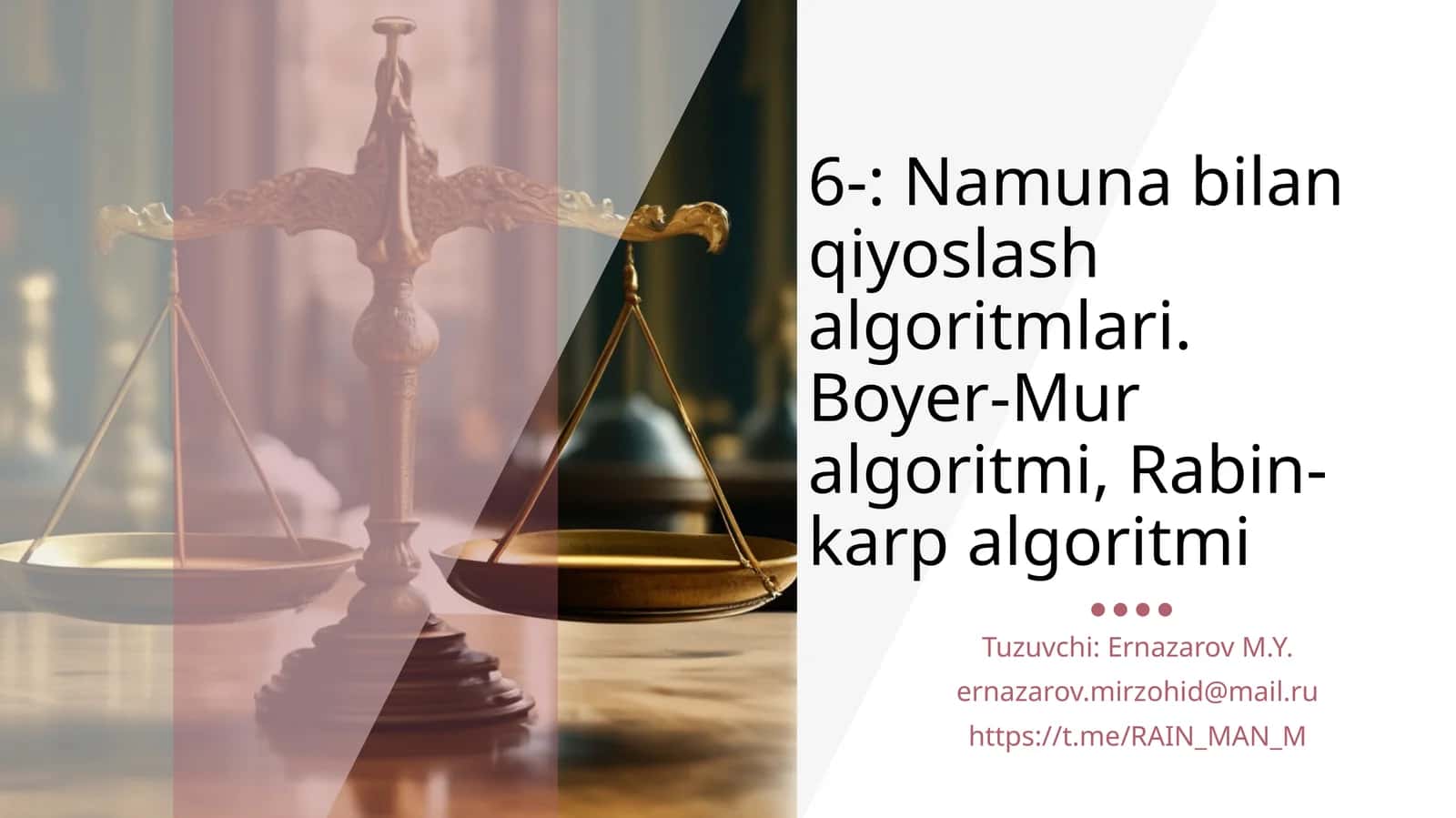 Namuna bilan qiyoslash algoritmlari 1