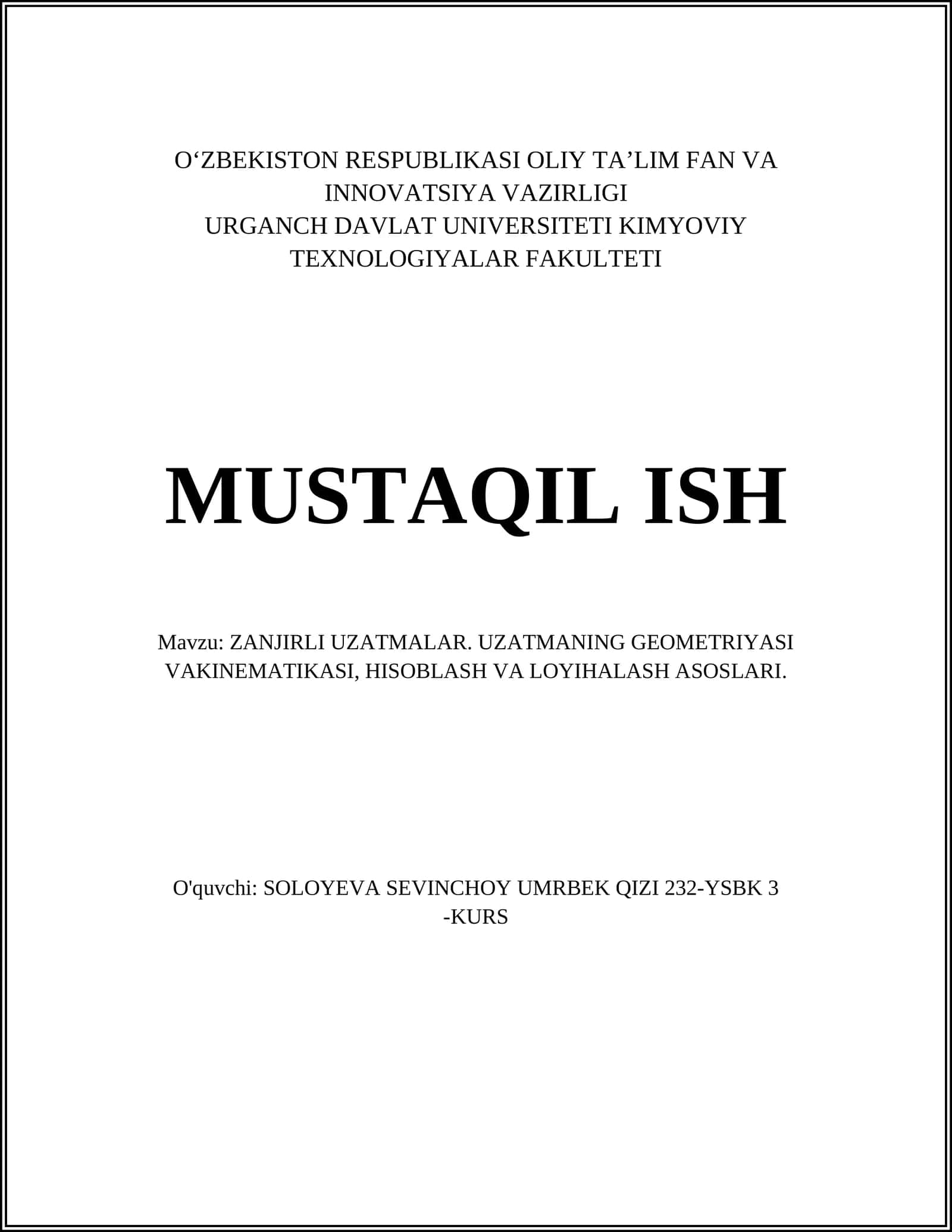 Zanjirli Uzatmalar 1