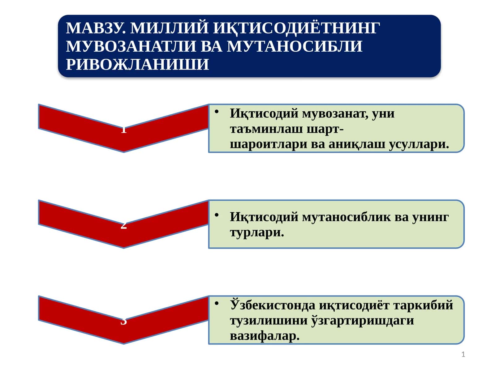 Иқтисодий мувозанат, уни таъминлаш шарт-шароитлари ва аниқлаш усуллари 1