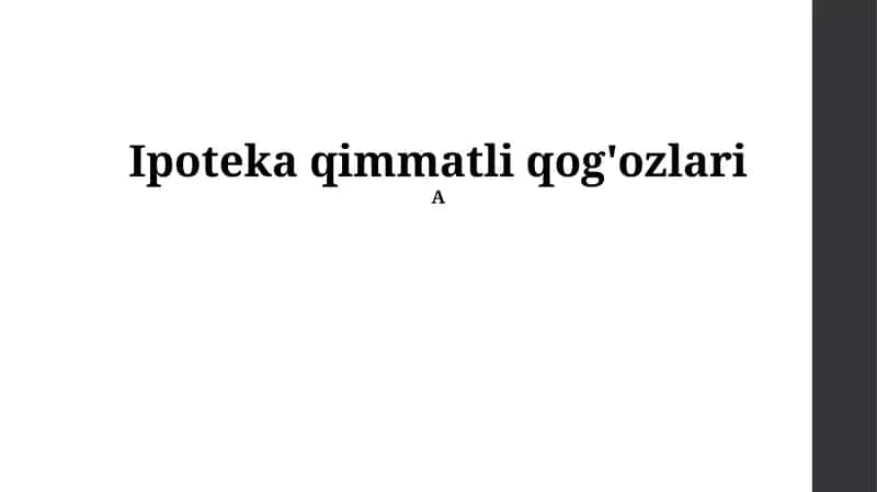 Ipoteka Qimmatli Qog'ozlari 1