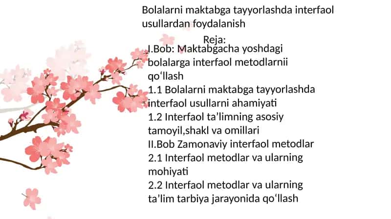 Bolalarni maktabga tayyorlashda interfaol usullarni qo'llash 1