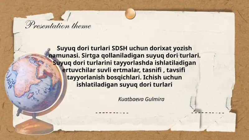 Suyuq dori turlari SDSH uchun dorixat yozish namunasi 1