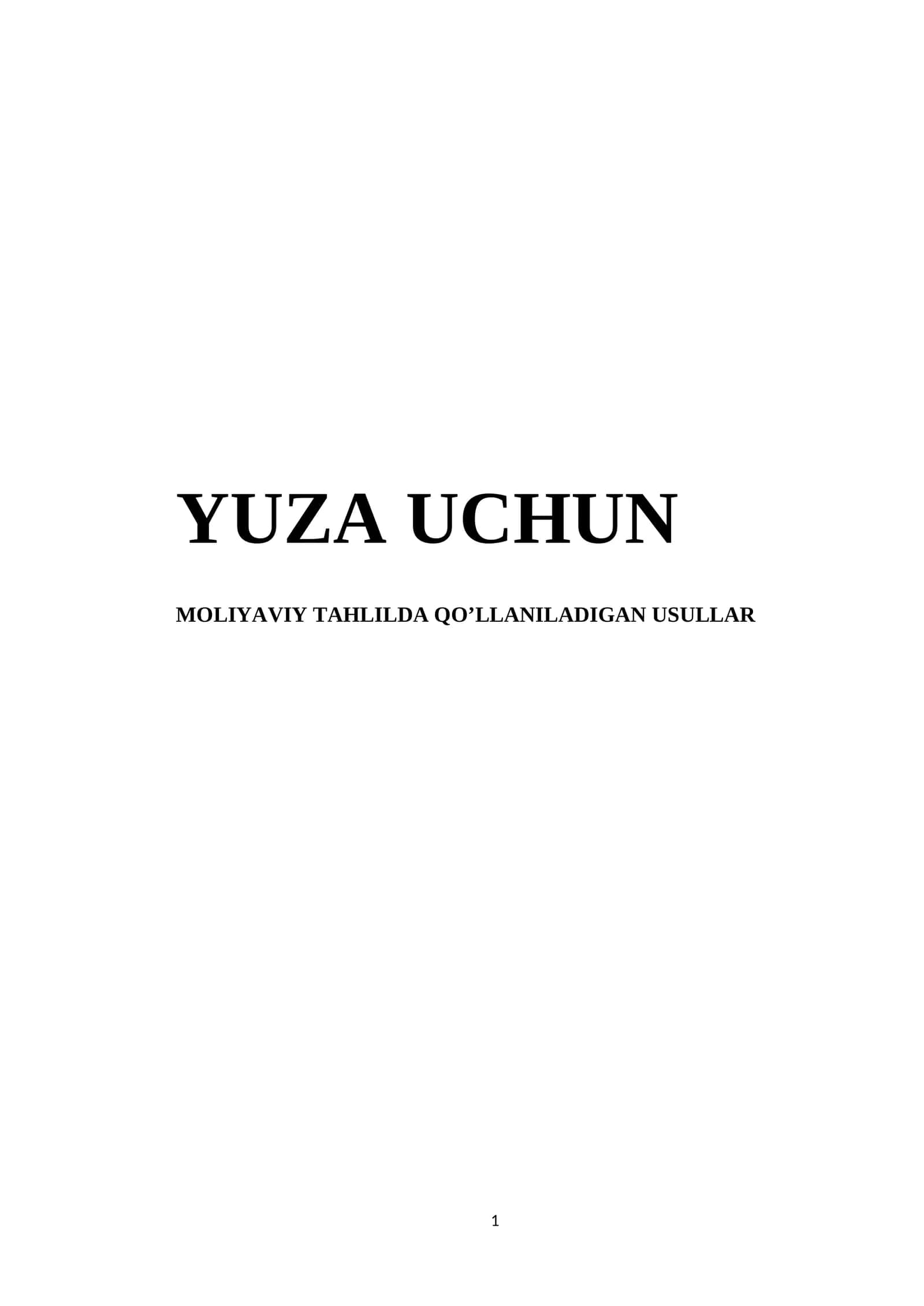 MOLIYAVIY TAHLILDA QO’LLANILADIGAN USULLAR 1