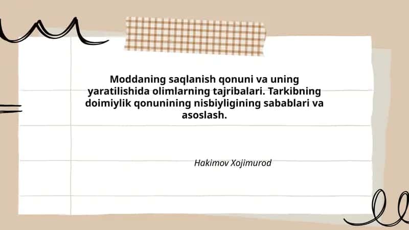 Lavoaziyer va moddaning saqlanish qonuni 1