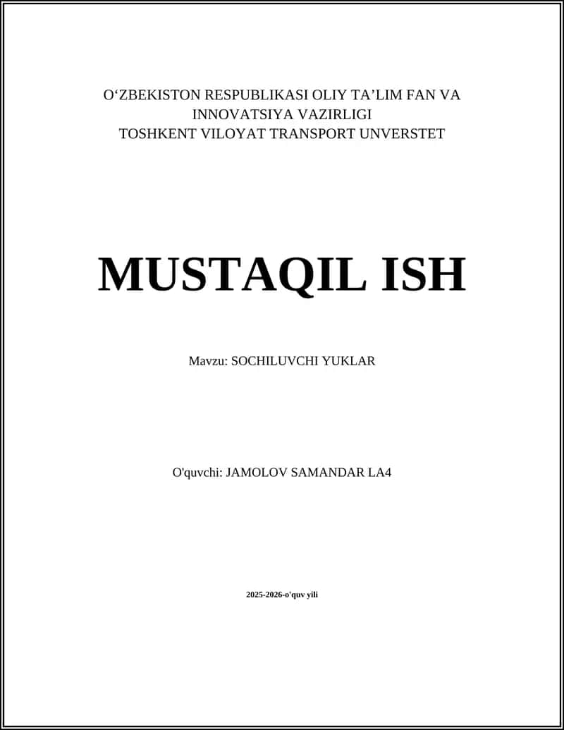 Sochiluvchi Yuklar 1