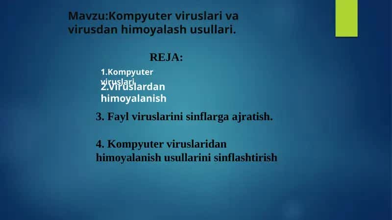 Kompyuter viruslari va virusdan himoyalash usullari 1