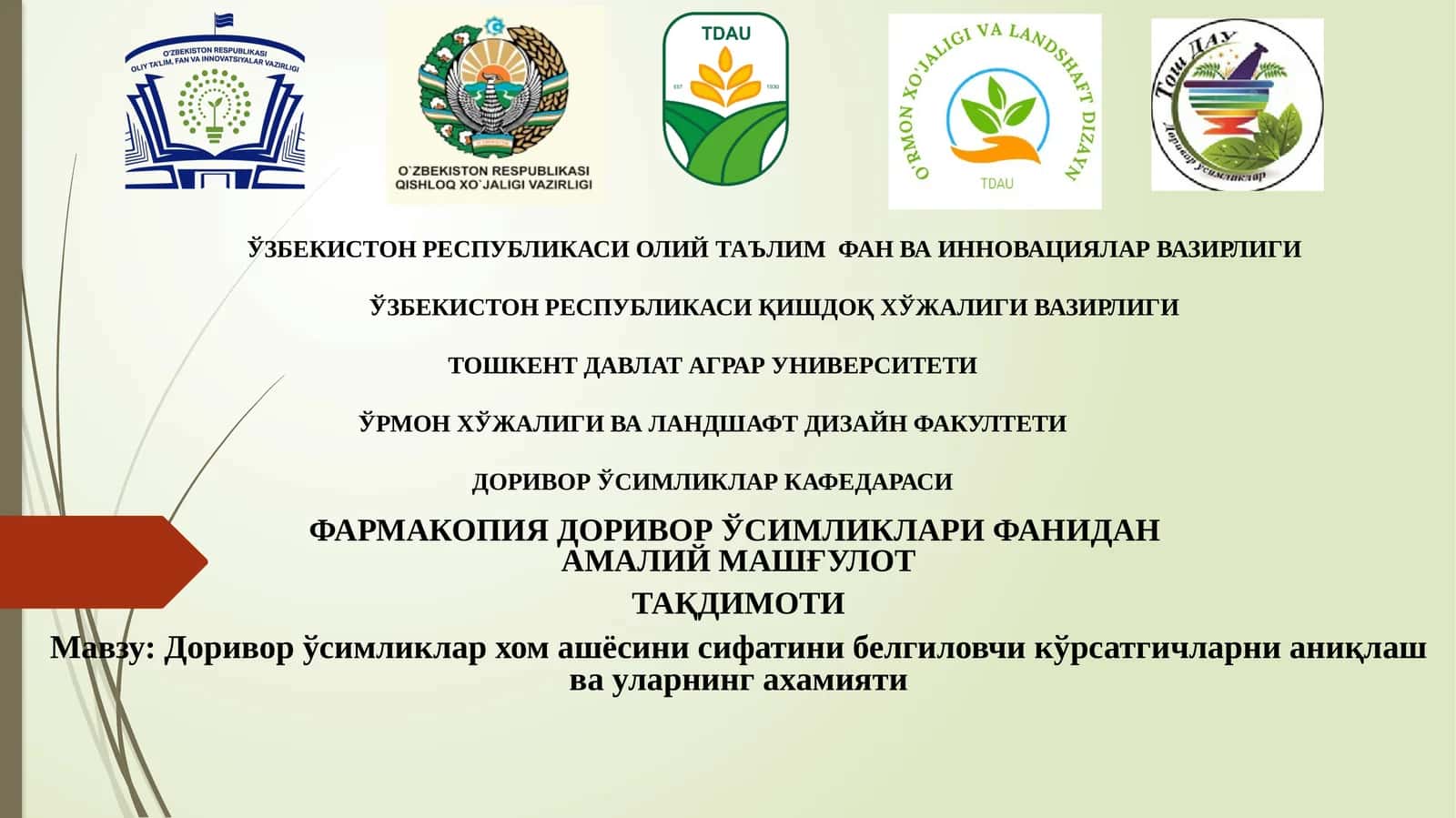 Доривор ўсимликлар хом ашёсини сифатини белгиловчи кўрсатгичларни аниқлаш ва уларнинг ахамияти 1