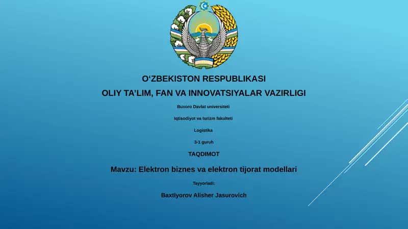 Elektron biznes va elektron tijorat modellari 1