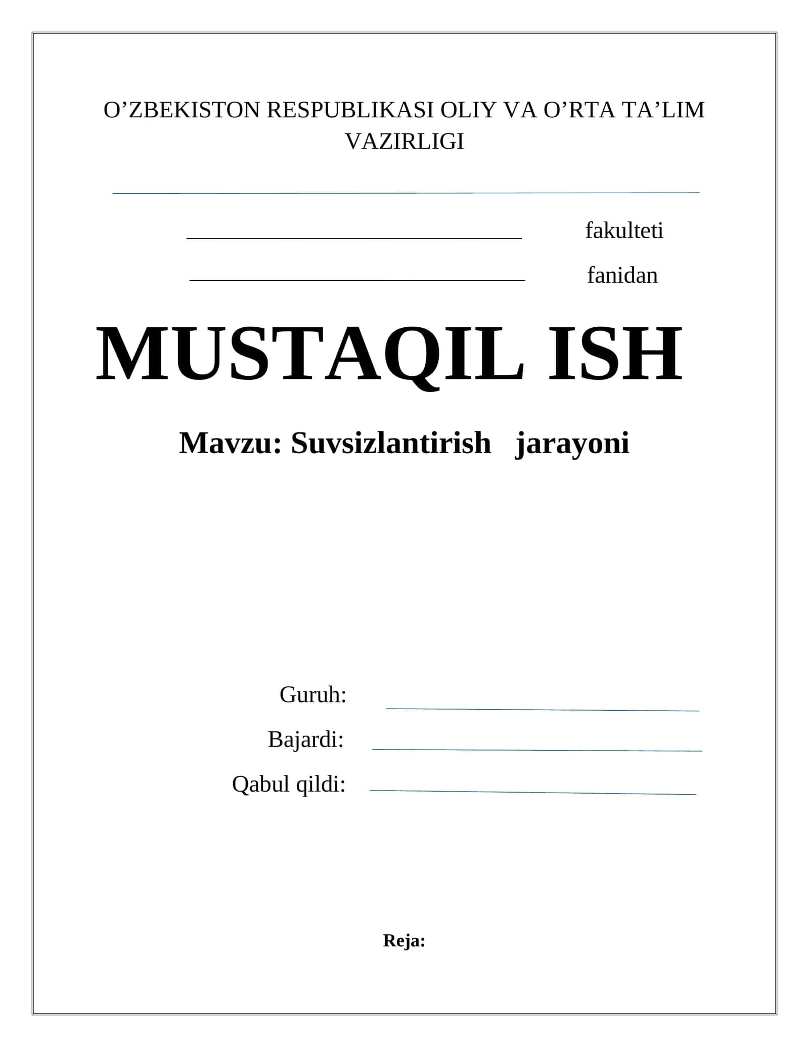Suvsizlantirish jarayoni 1