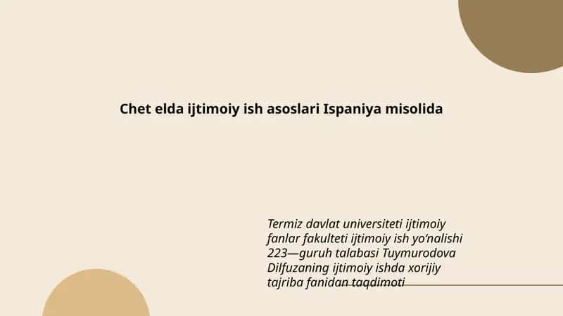 Ijtimoiy ish asoslari Ispaniya misolida 1