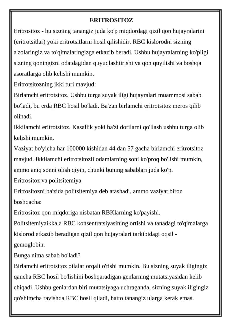 Eritrositoz 1