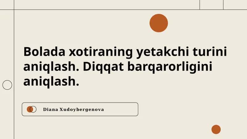 Diqqat va xotira 1