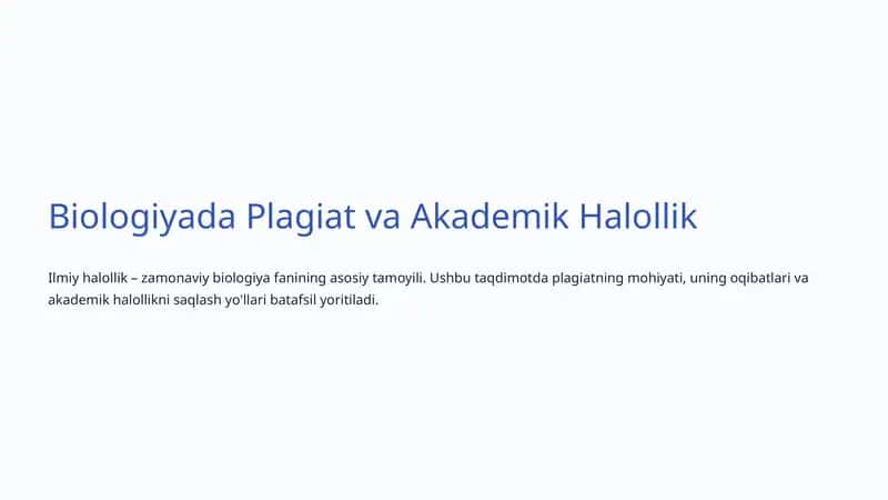 Biologiyada Plagiat va Akademik Halollik 1