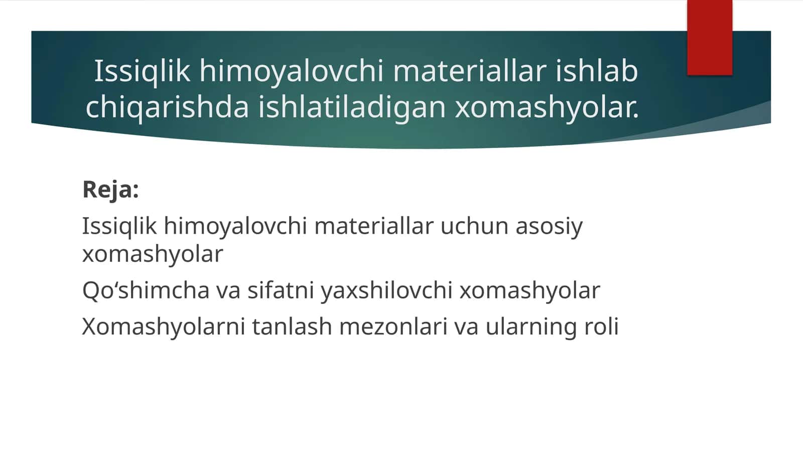 Issiqlik himoyalovchi materiallar ishlab chiqarishda ishlatiladigan xomashyolar 1