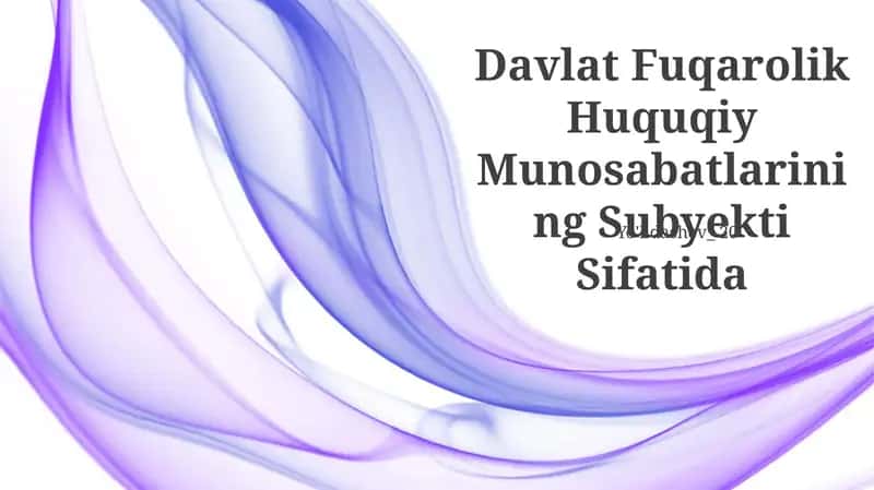 Davlat Fuqarolik Huquqiy Munosabatlarining Subyekti Sifatida 1