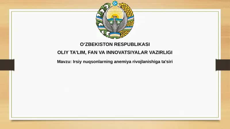 Anemiyaning ta'rifi va klassifikatsiyasi 1