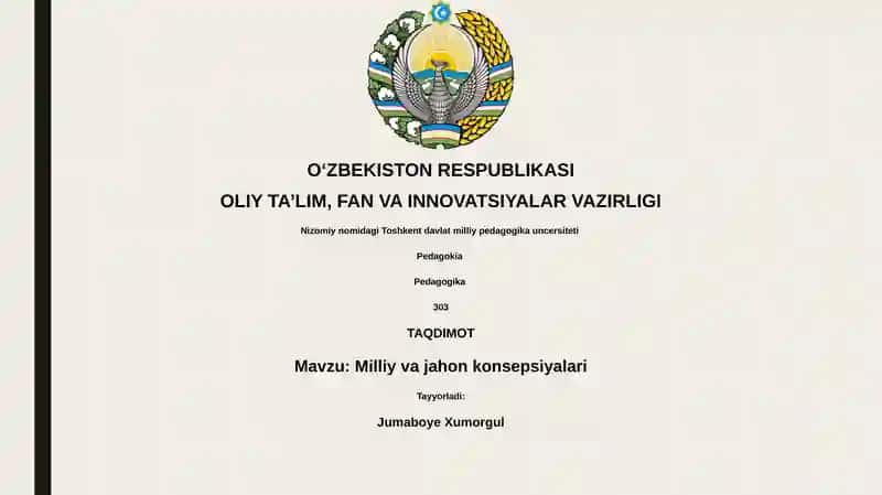 Milliy va jahon konsepsiyalari