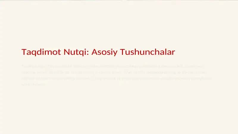 Taqdimot Nutqi: Asosiy Tushunchalar 1