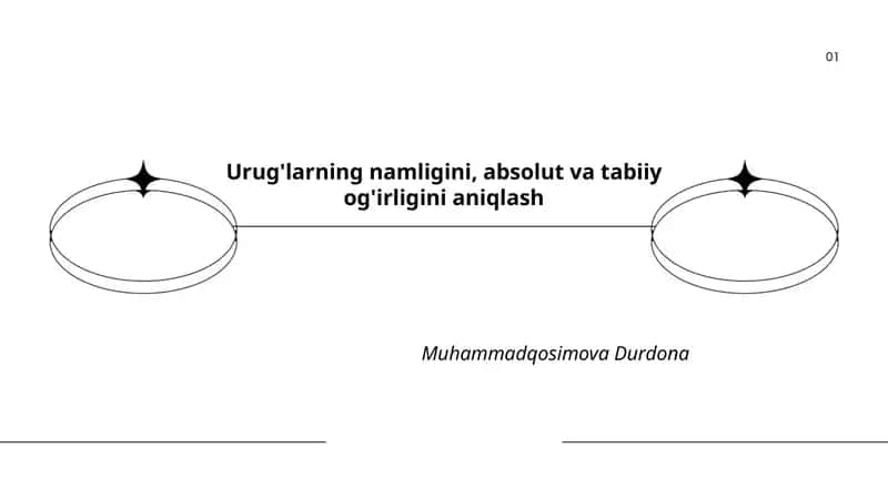 Urug'larning namligi, absolut va tabiiy og'irligini aniqlash 1