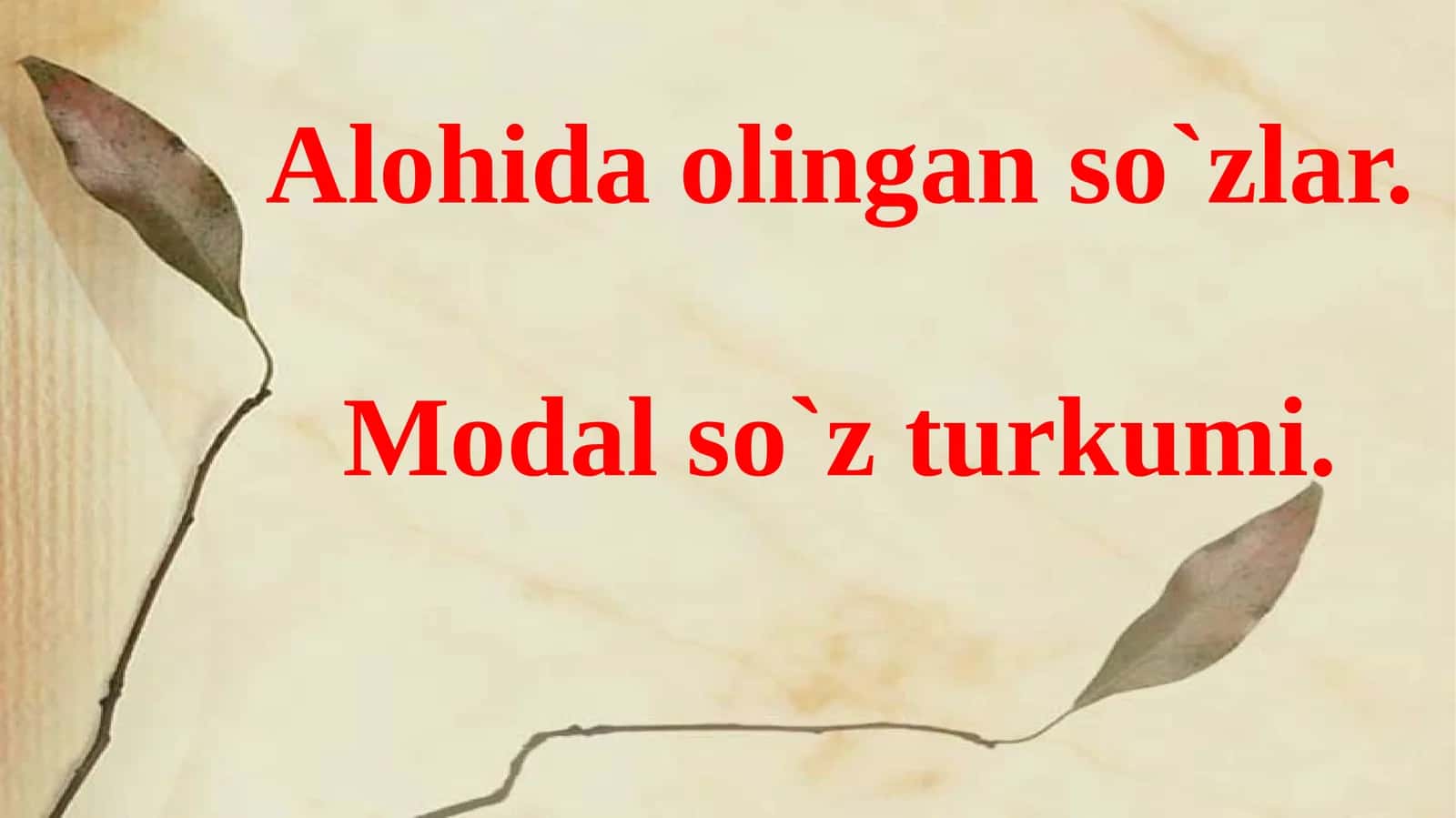 Alohida olingan soʻzlar. Modalsoʻz turkumi 1