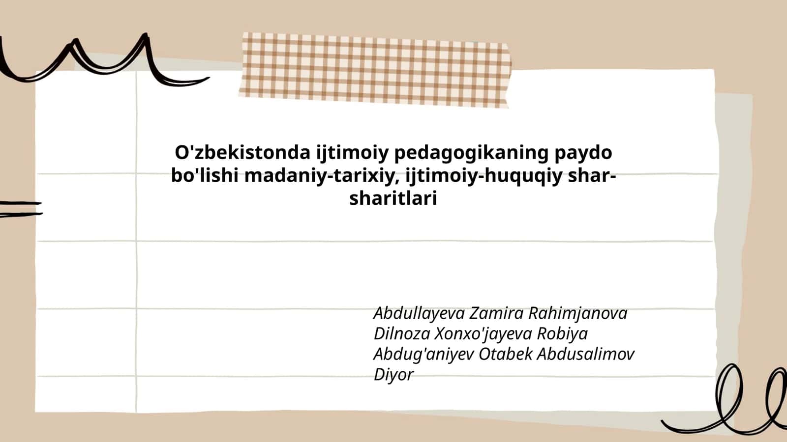 O'zbekistonda ijtimoiy pedagogikaning paydo bo'lishi madaniy-tarixiy, ijtimoiy-huquqiy shar-sharitlari 1