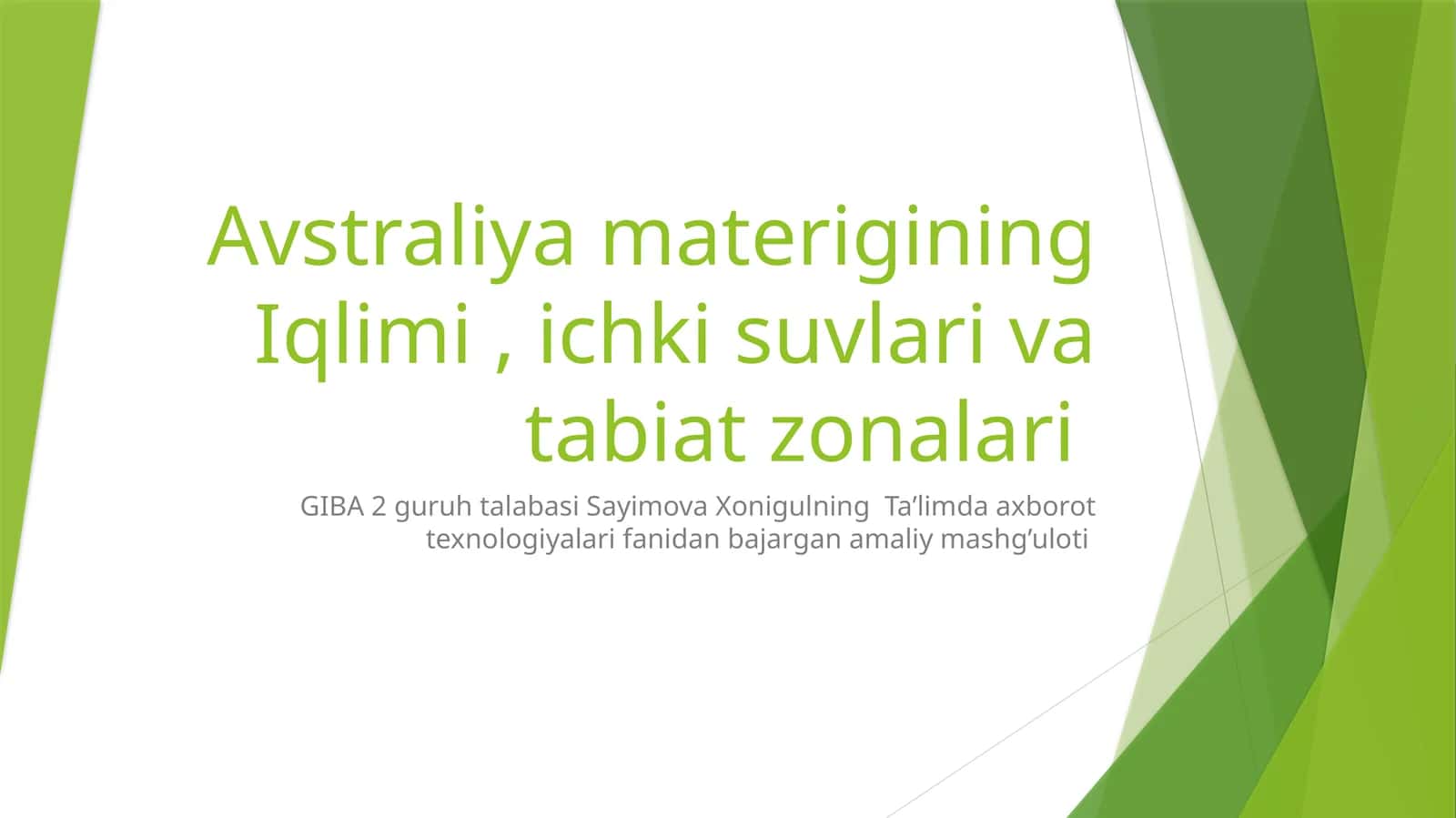 Avstraliya materigi iqlimi, ichkisuvlari va tabiat zonalari 1