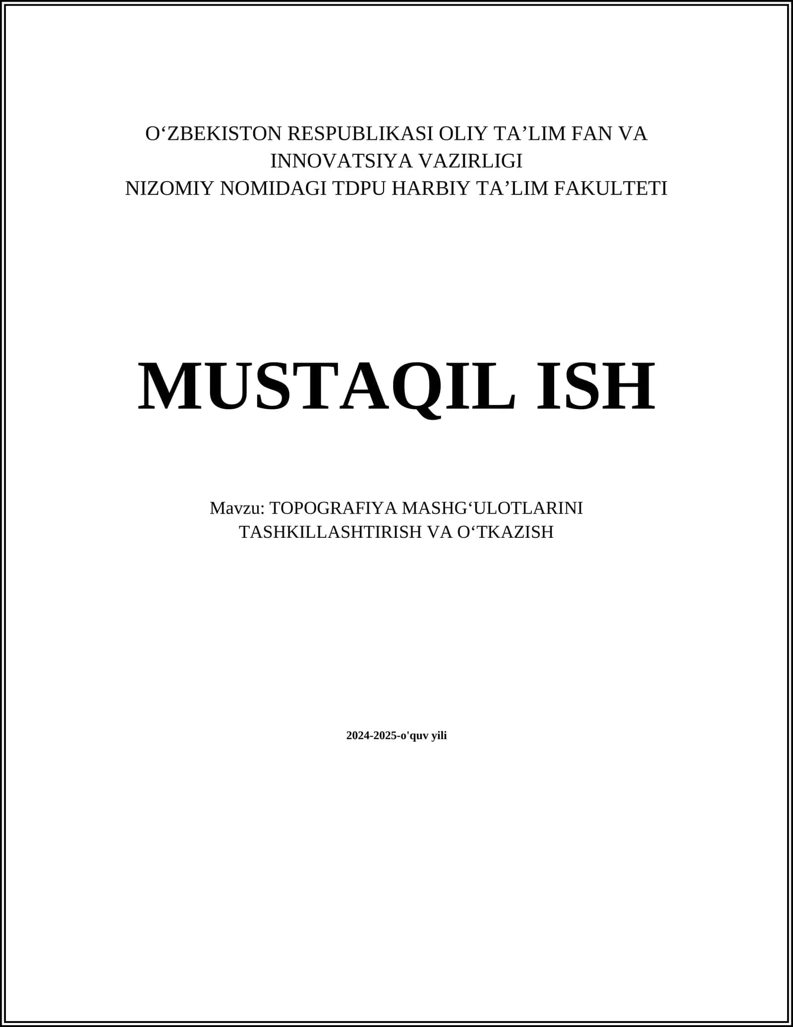 TOPOGRAFIYA MASHGʻULOTLARI 1