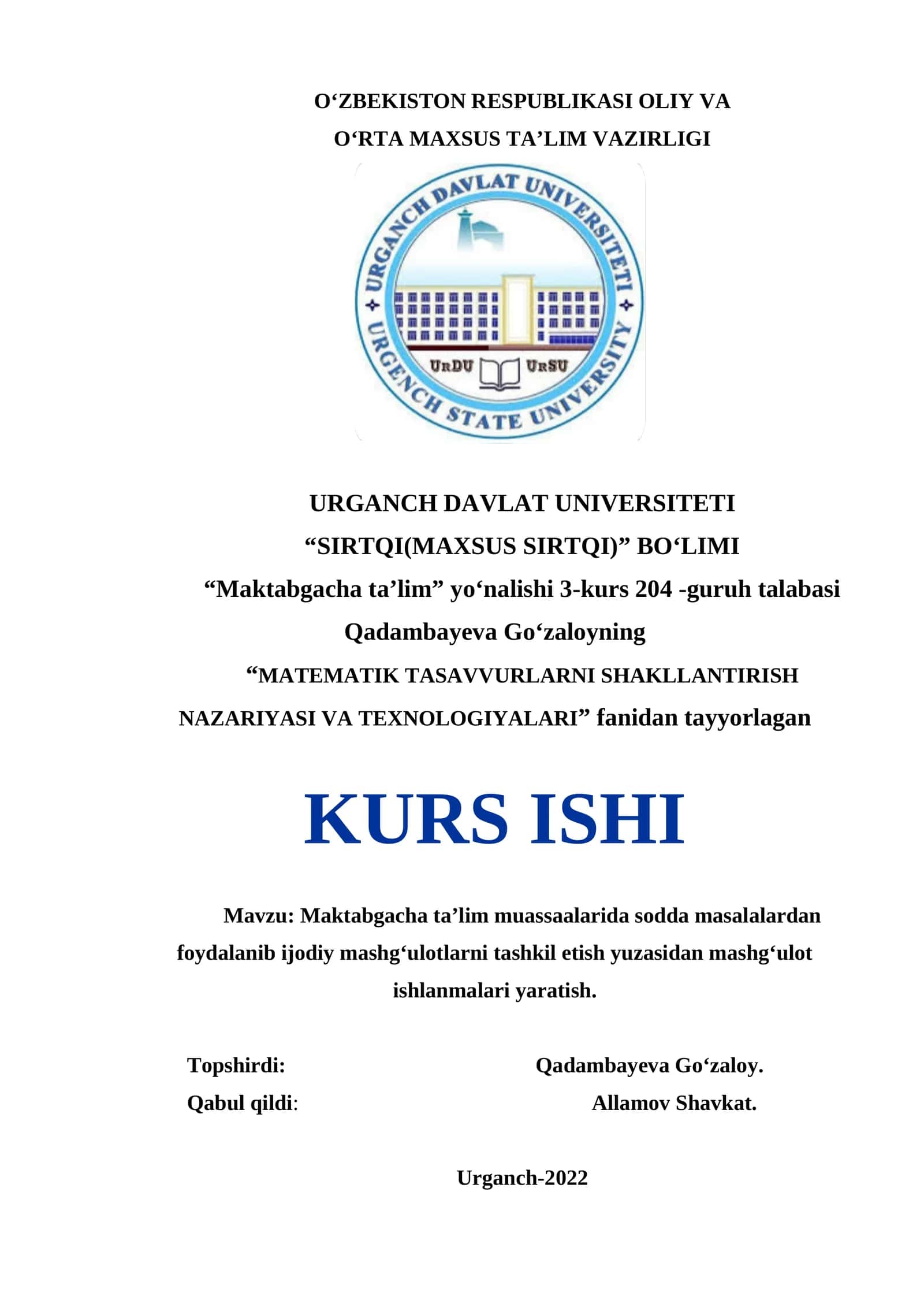 MATEMATIK TASAVVURLARNI SHAKLLANTIRISH NAZARIYASI VA TEXNOLOGIYALARI 1