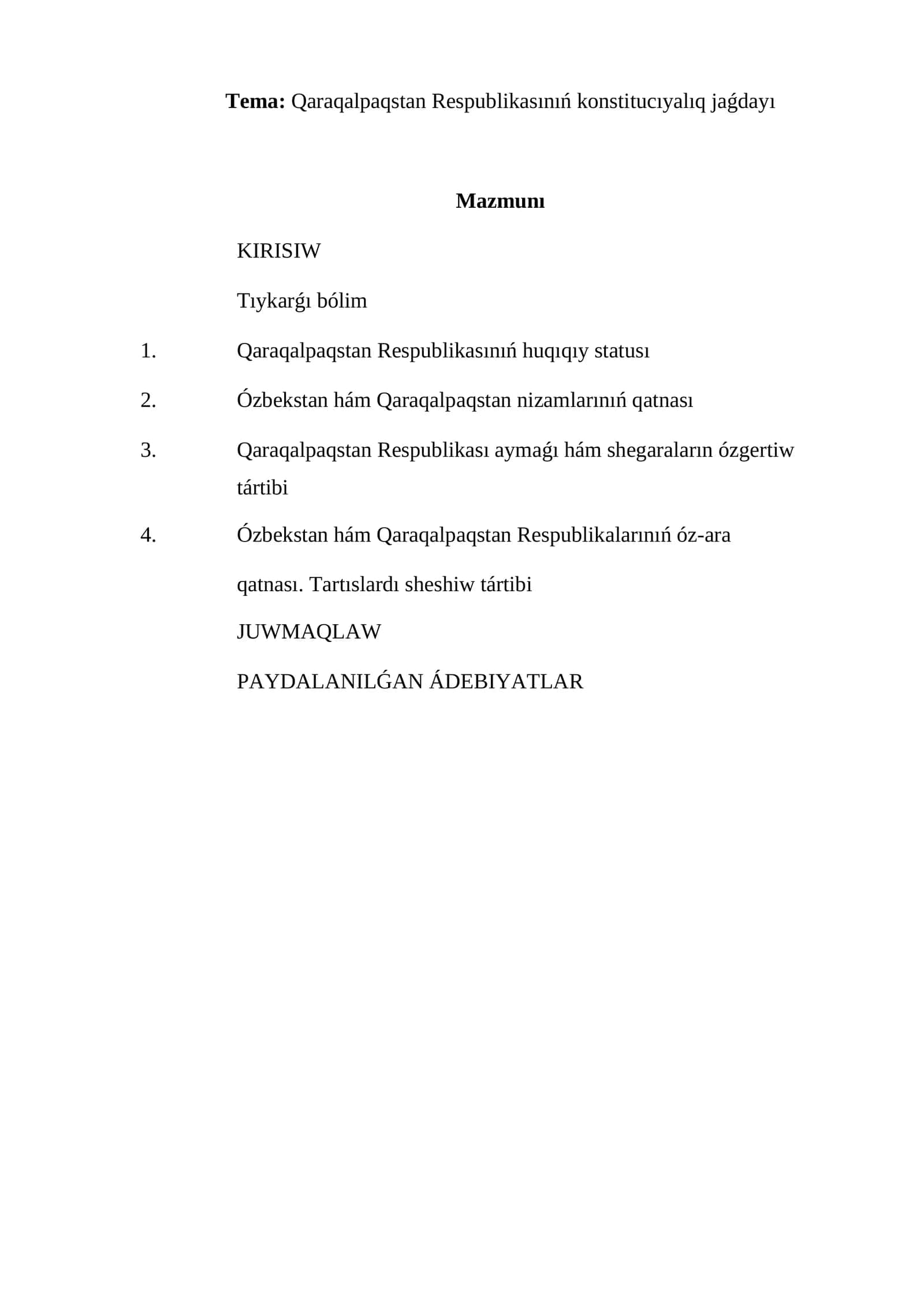 Qaraqalpaqstan Respublikasınıń konstitucıyalıq jaǵdayı 1