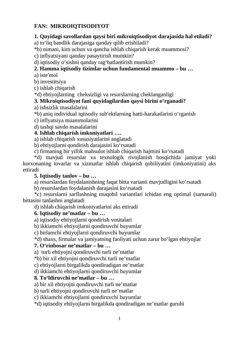Mikroiqtisodiyot 1