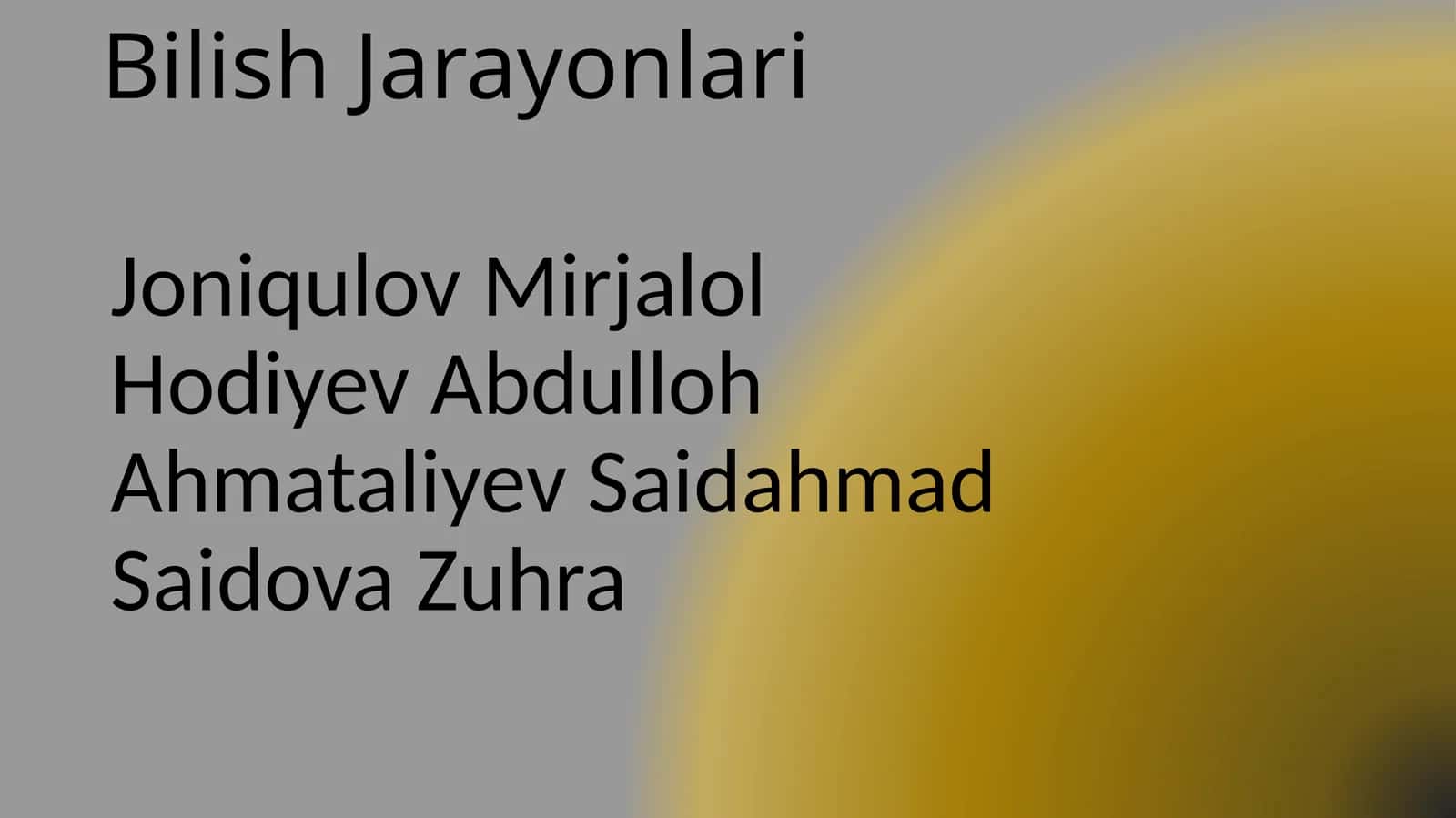 Bilish Jarayonlari 1